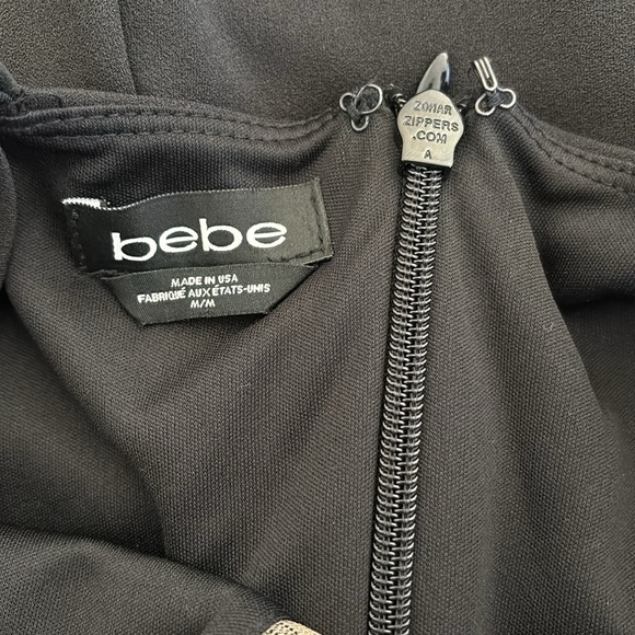 Bebe double split sheer bodice long slip gown cocktail Midi Dress size M - Picture 11 of 14